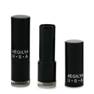 Cylinder glossy black aluminum lipstick tube