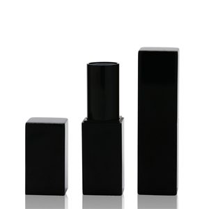 All black square aluminum lipstick tube