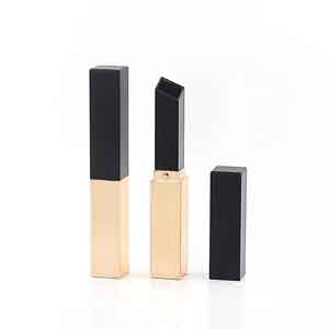 Slim type gold black square plastic lipstick tube