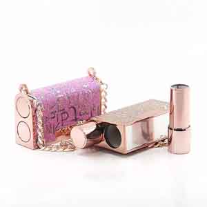 Cut bag shape bling plastic lipstick tube